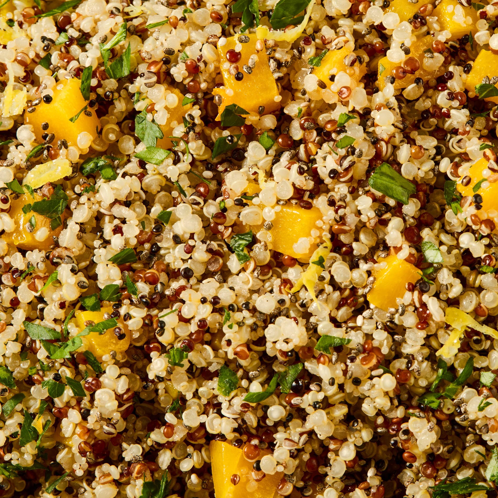 A close-up shot of our Lemon Quinoa and Butternut Squash Grains.